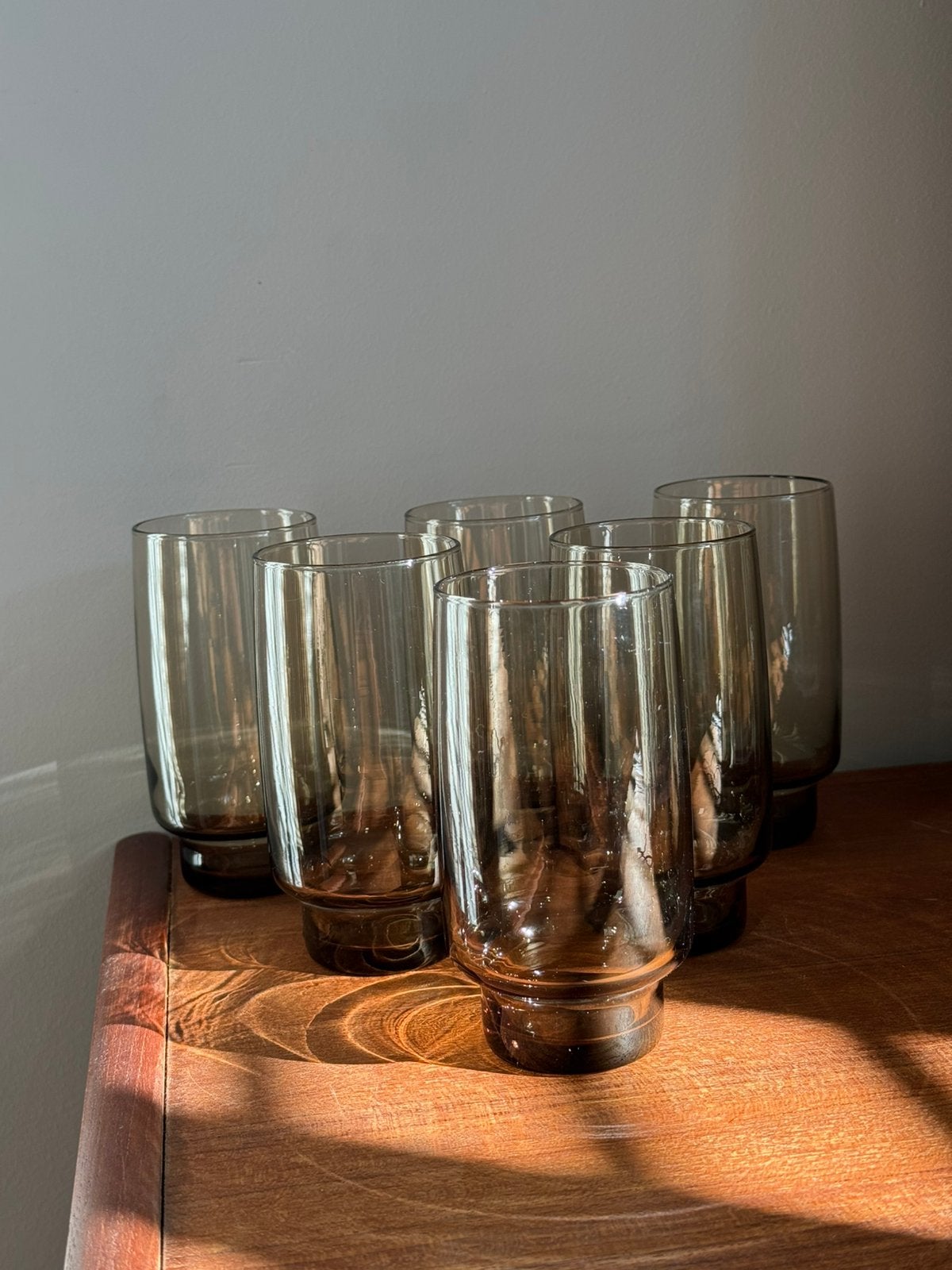 Vintage rookglas (longdrink) glazen - 6 stuks - Luminarc, Q, Q, Ophalen of Verzenden, Zo goed als nieuw
