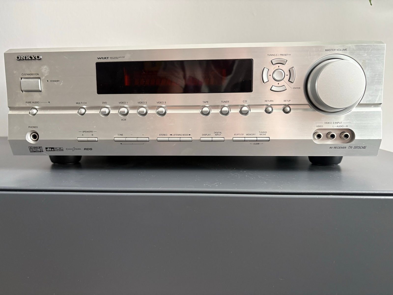 Onkyo TX-SR504E AV Receiver - Zilverkleurig, Ophalen, Gebruikt, 60 tot 120 watt, Onkyo