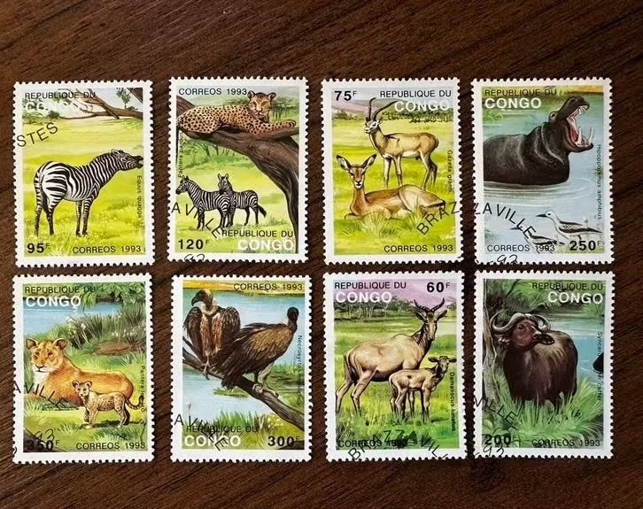Congo Brazzaville 1993 Dieren Postzegels - Gestempeld, Ophalen of Verzenden, Gestempeld