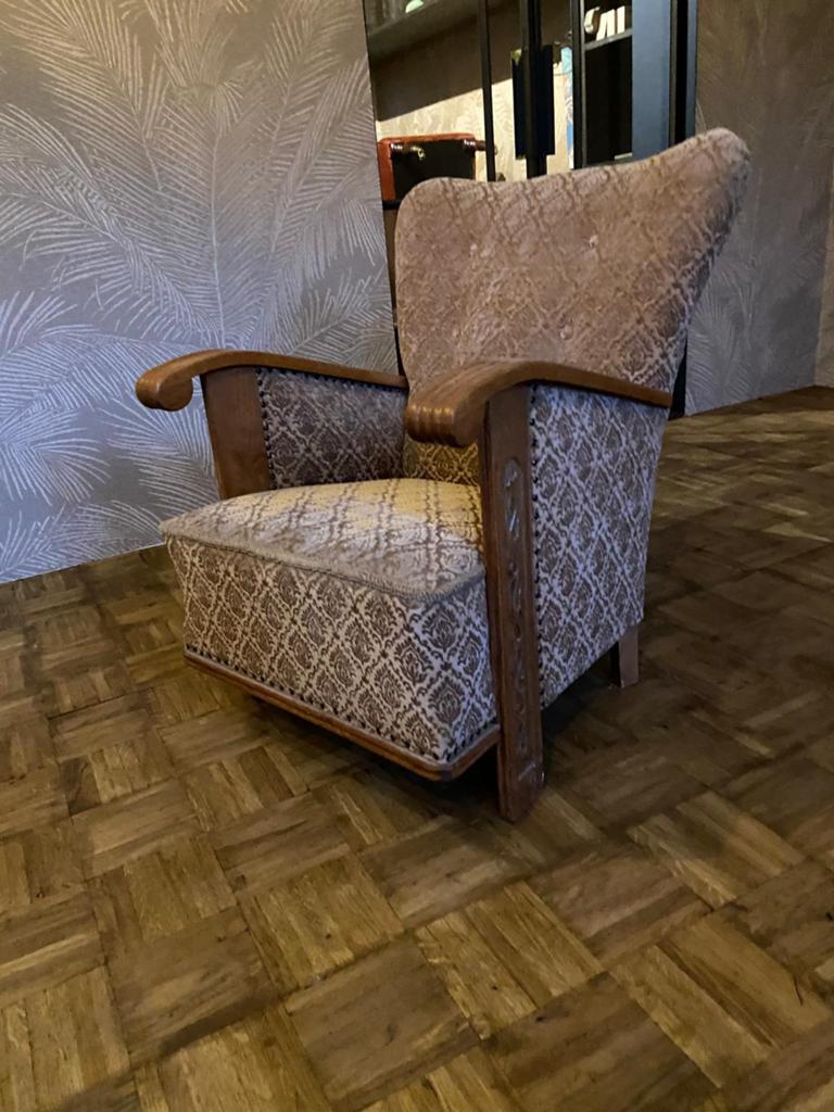 Clubfauteuil bekleed met velours, Ophalen, Gebruikt, 50 tot 75 cm