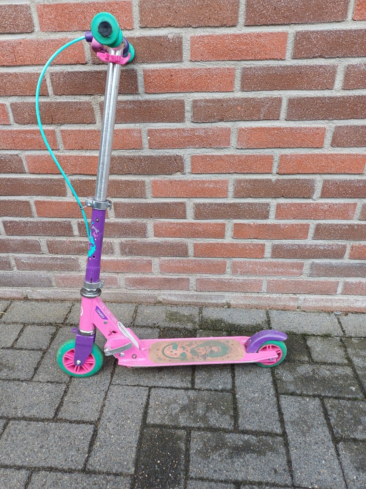 Roze kinderstep met leuke print, Fietsen en Brommers, Ophalen, Gebruikt, Gewone step, Oxelo (Decathlon)