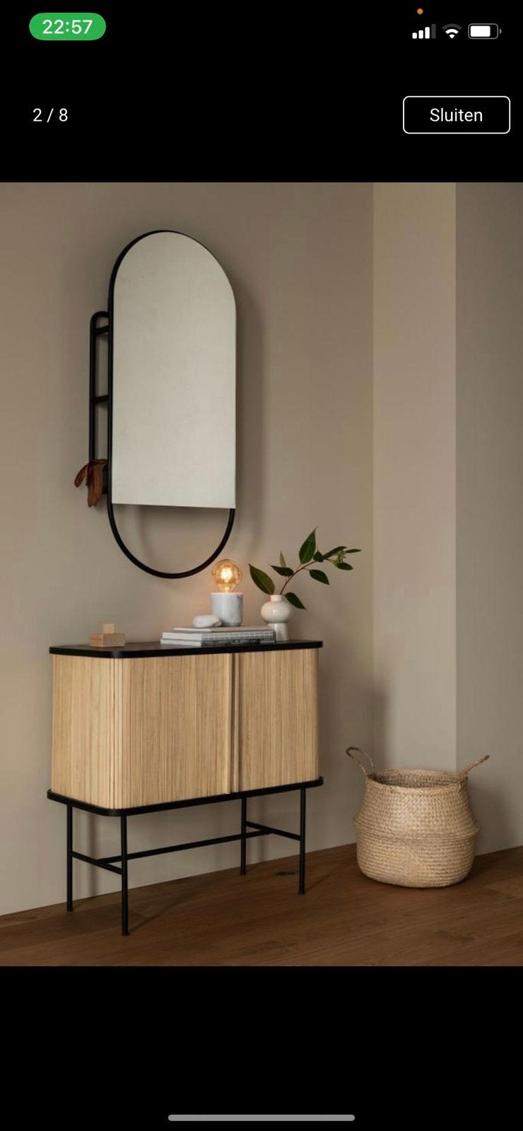Dressoir met jaloeziedeurtjes en bijhorende spiegel H&M home, Ophalen, Zo goed als nieuw, 50 tot 100 cm