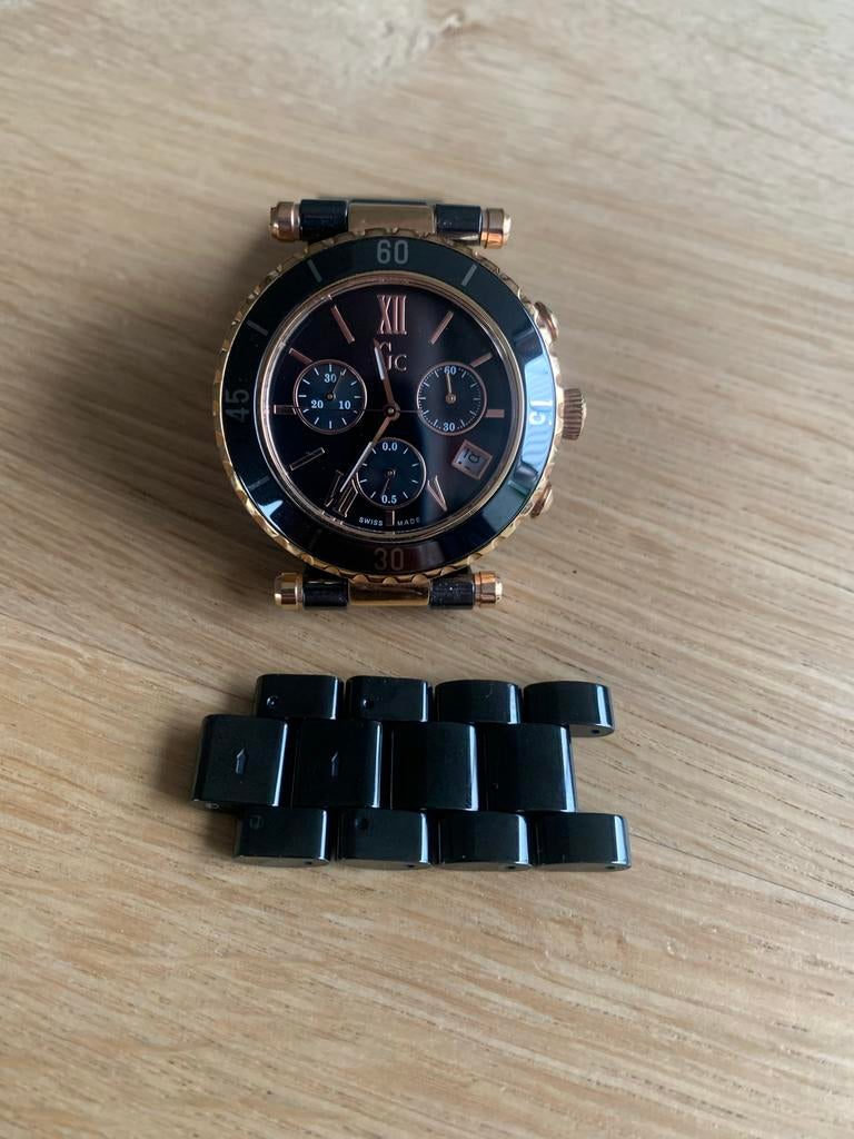 GC Horloge Zwart/Roségoud, Sieraden, Tassen en Uiterlijk, Horloges | Dames, Overige merken, Staal, Polshorloge, Ophalen of Verzenden
