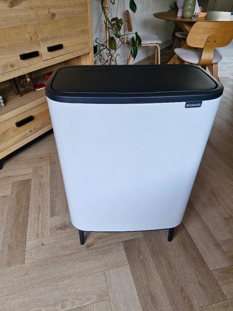 BRABANTIA - Bo Touch Bin Hi afvalemmer - Wit - 2x 30L, Ophalen, 40 liter of meer, Zo goed als nieuw, Rvs