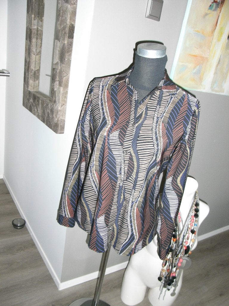 blouse+ broek travelstof ENJOY mt 36/38 blauw/taupe/terra/zw, Maat 38/40 (M), Meerkleurig, Enjoy, Ophalen of Verzenden