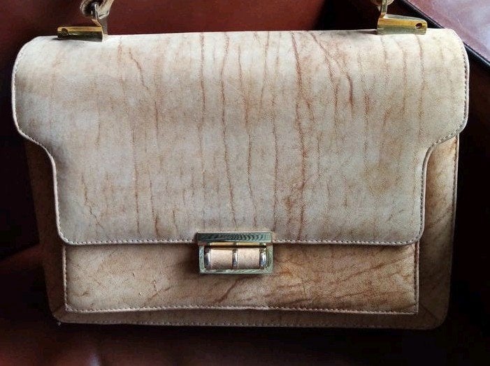 Vintage handtas van leer, Ophalen of Verzenden, Gebruikt, Bruin, Handtas