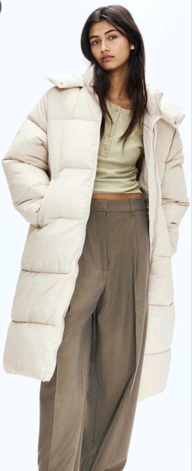 Off-white puffer jas maat M, Kleding | Dames, Ophalen of Verzenden, Zo goed als nieuw, Maat 38/40 (M), Wit