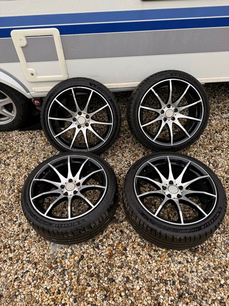 18” Tomason Tn1 Velgen 108x5 met zgan zomerbanden 225/40/R18, Auto-onderdelen, Ophalen, 18 inch, Gebruikt, Banden en Velgen