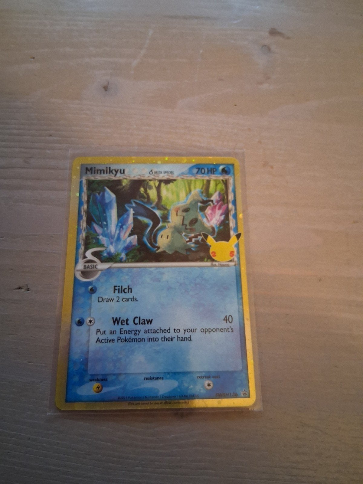 Pokemon kaart Mimikyu, Ophalen of Verzenden, Zo goed als nieuw, Losse kaart, Foil