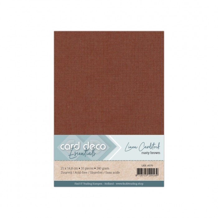 Card Deco linnenkarton A5 70 rusty brown 10 vellen 240 grams, Overige merken, Papier of Karton, ., Nieuw