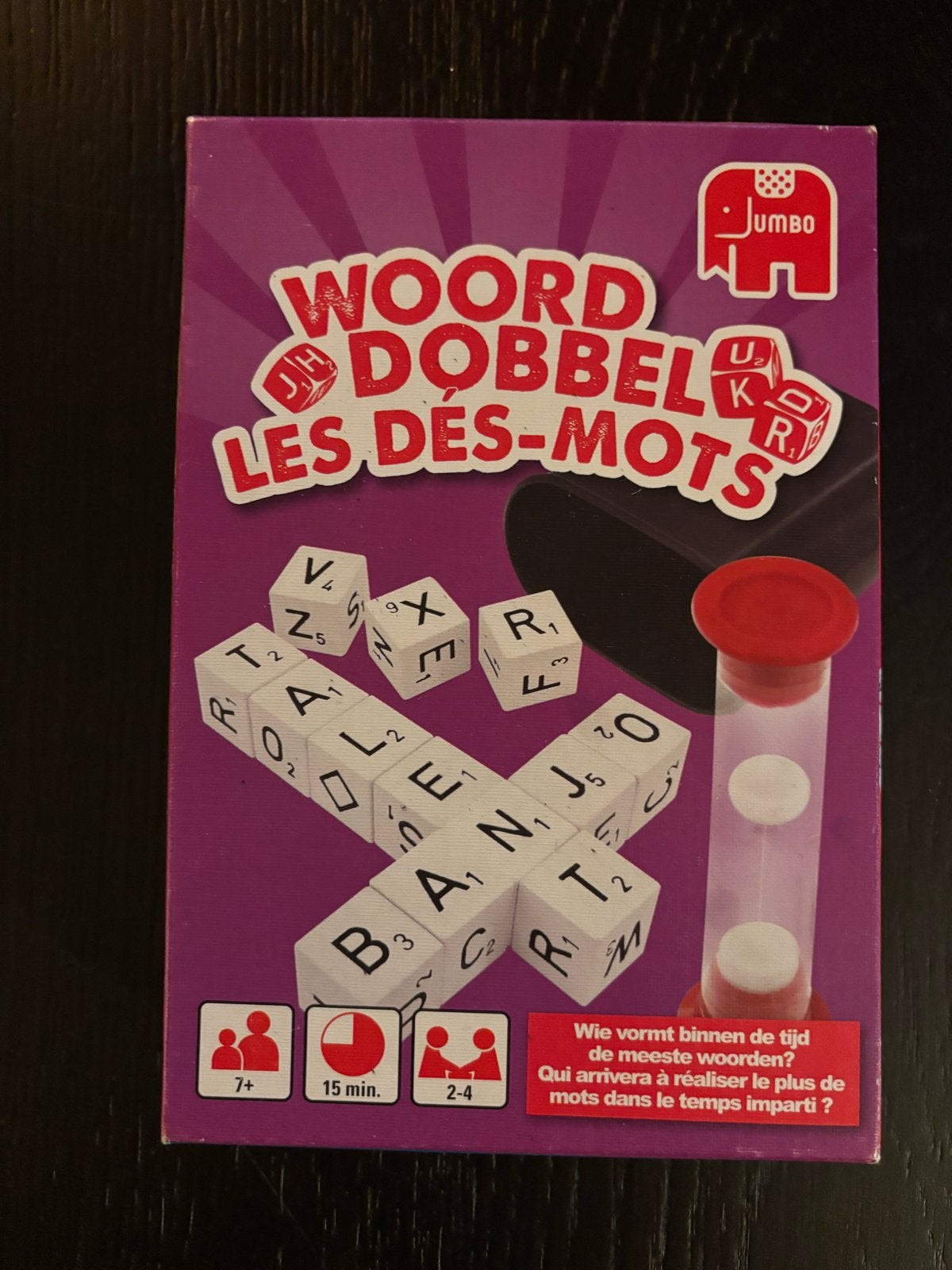 Jumbo Woord Dobbel: Les Des-Mots - Woordspel, Drie of vier spelers, Ophalen of Verzenden, Gebruikt