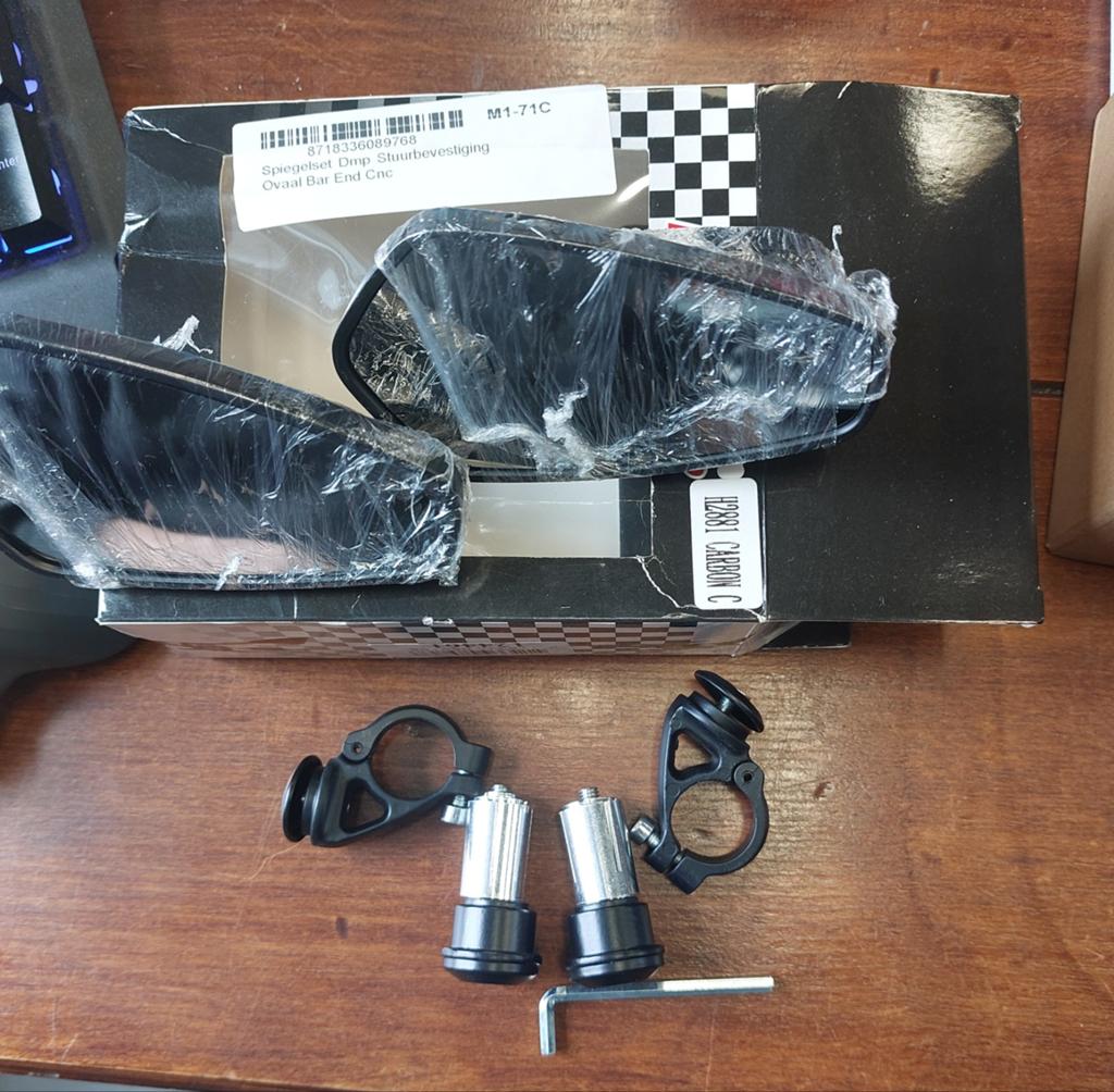 Nieuwe Motorfiets Bar End Spiegels - Ovaal Zwart, Motoren, Ophalen of Verzenden, Nieuw