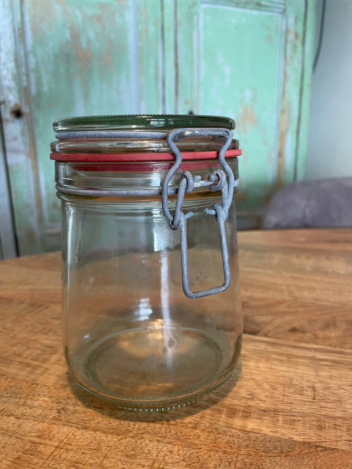 Weckpot met stevige sluiting - 14,5 cm hoog, Huis en Inrichting, Voorraadpot, Ophalen of Verzenden, Zo goed als nieuw, Glas
