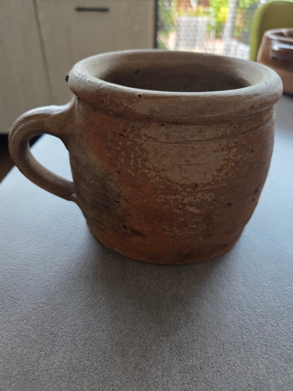 Authentiek Frans grespotje met oortje - Vintage steengoed, Ophalen of Verzenden