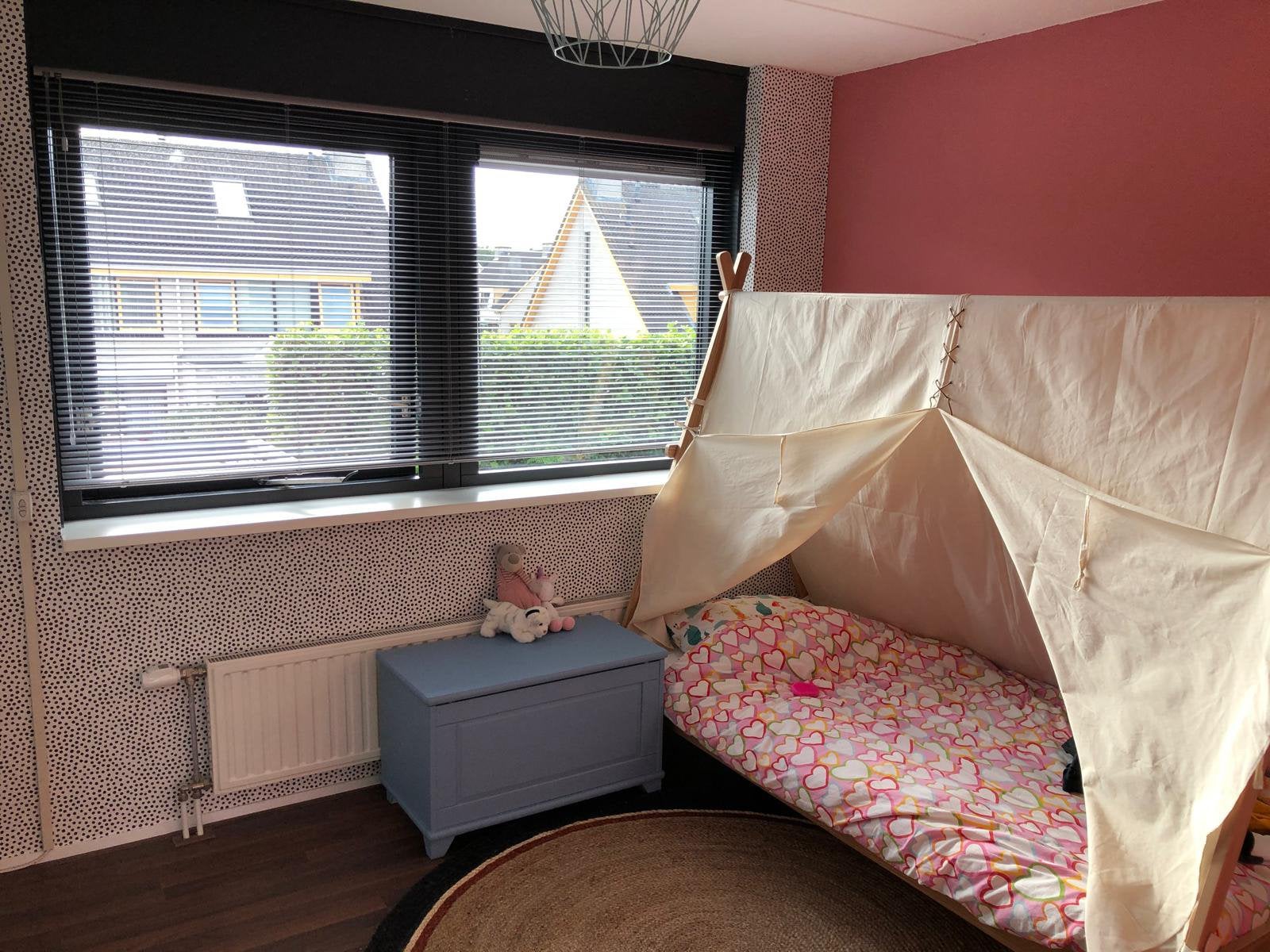 Bed met tentje, Ophalen, 90 cm, Eenpersoons, Wit