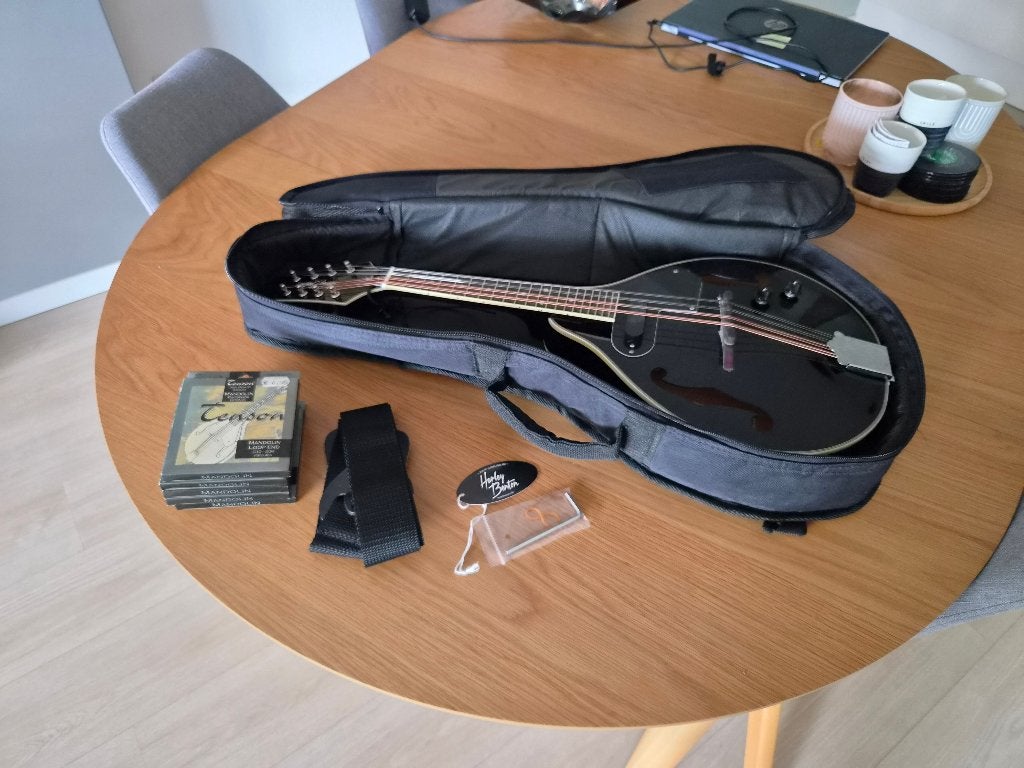Harley Benton HBMA-50E Mandoline zwart incl tas, Muziek en Instrumenten, Snaarinstrumenten | Mandolines, Ophalen of Verzenden