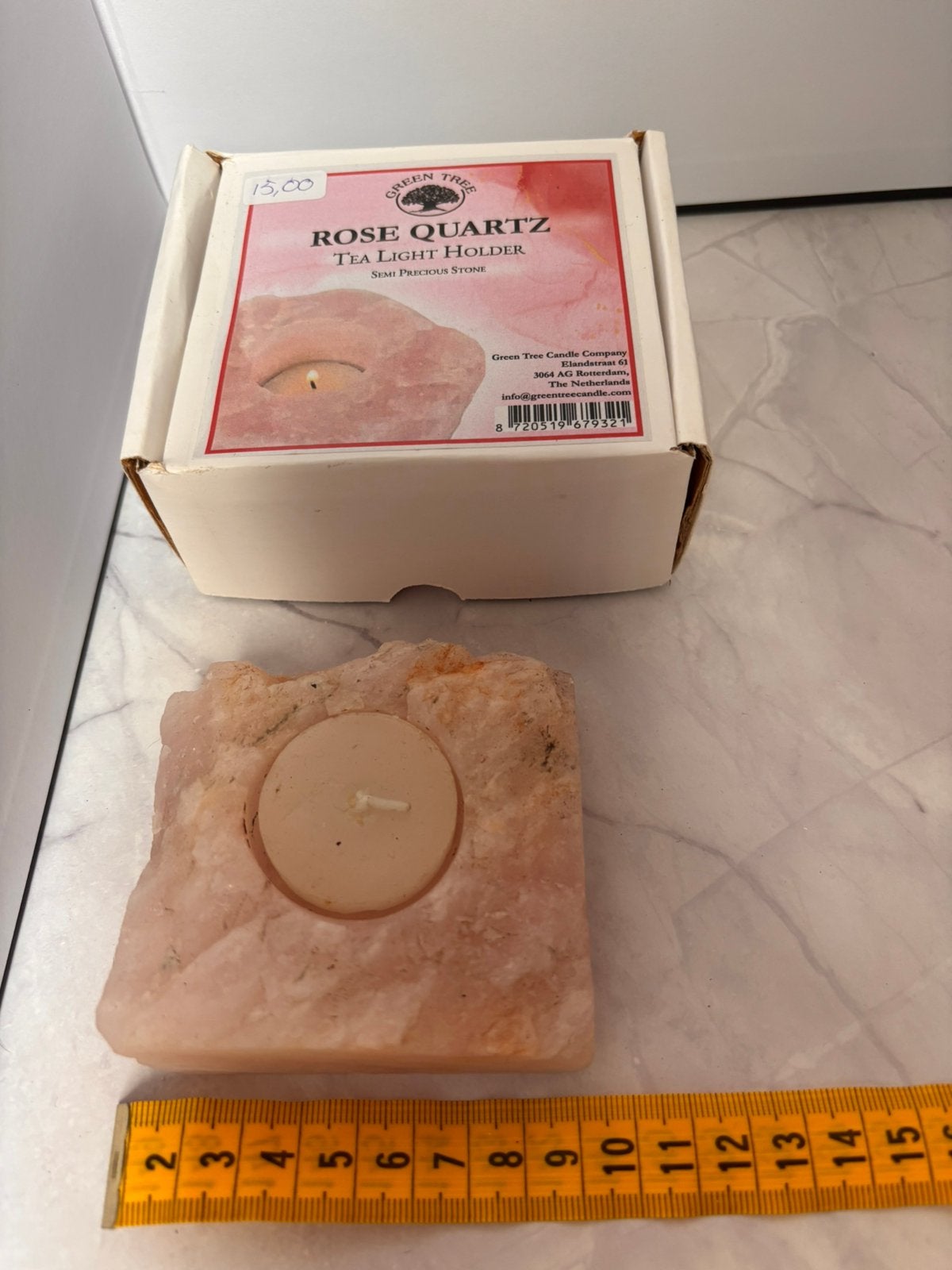 Rozenkwarts waxinelicht kaars, Ophalen of Verzenden, Nieuw, Overige materialen, Minder dan 25 cm