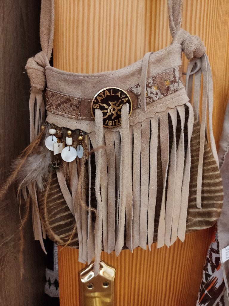 Boho jurk Ibiza style plus suède schoudertasje, Maat 38/40 (M), Nieuw, Monaco, Boven de knie