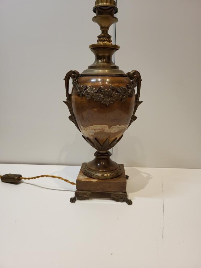 Antieke Lampvoet - Brons & Marmer - Eind 19e Eeuw, Antiek en Kunst, Antiek | Lampen, Ophalen of Verzenden