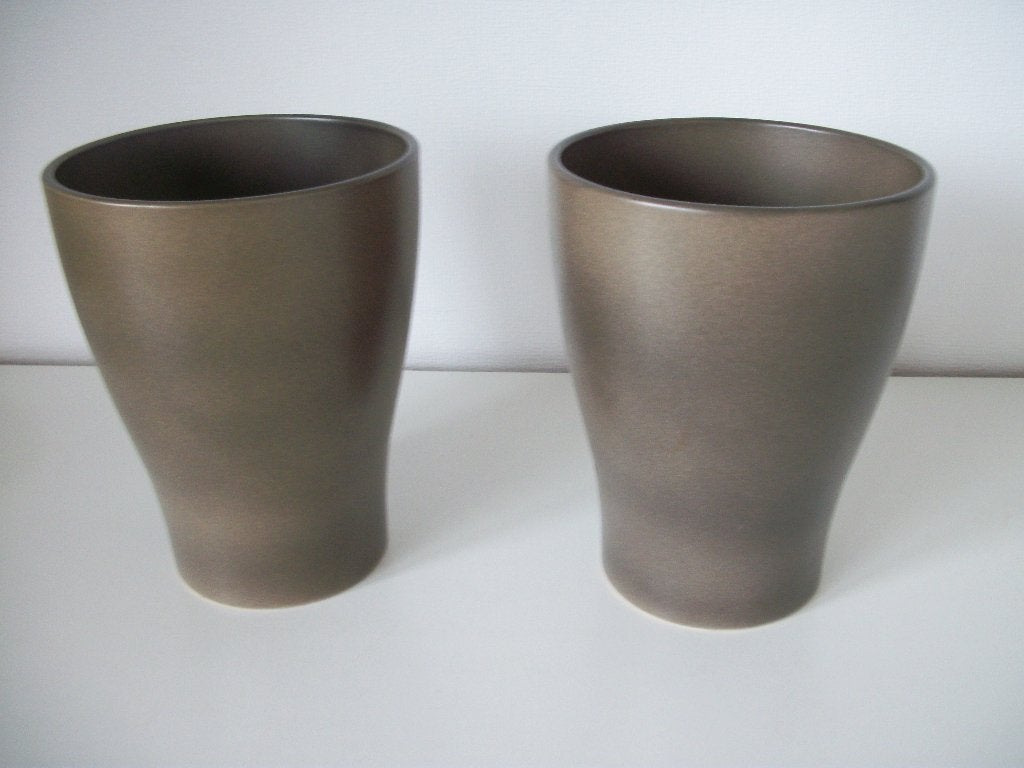 2x Orchidee Bloempot Bruin - Scheurich 17 cm - Nieuw, Rond, Ophalen of Verzenden, Aardewerk, Binnen