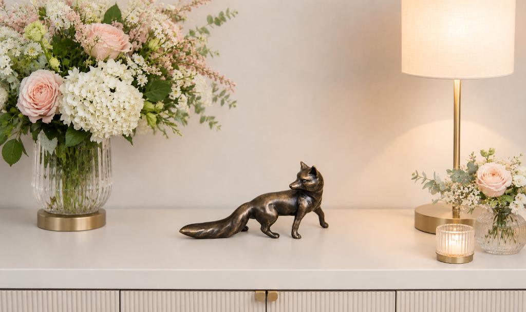 VOS / 22 cm breed / bronzen beeld, Verzamelen, Dierenverzamelingen, Ophalen of Verzenden, Nieuw, Wild dier, Beeldje of Figuurtje