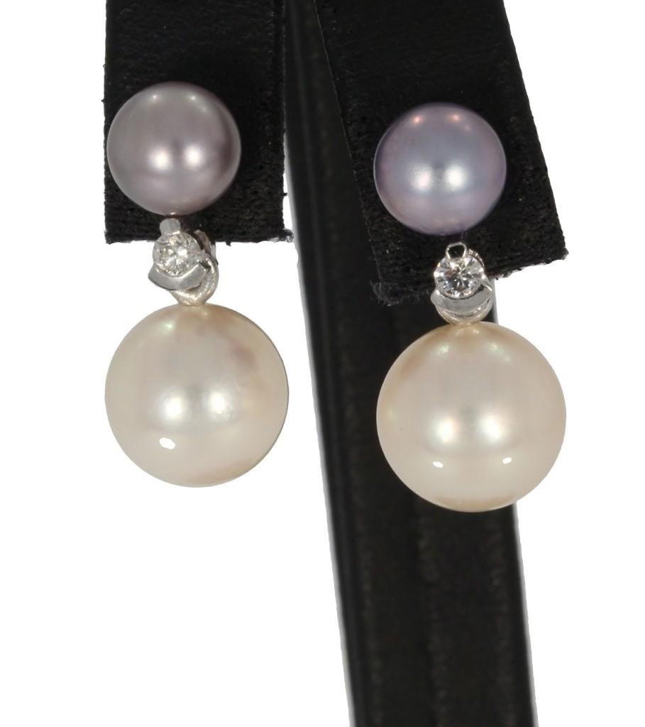 Diamanten parel 14k gouden set dames oorbellen briljant luxe, Sieraden, Tassen en Uiterlijk, Oorbellen, Hangers, Voordeelsieraden