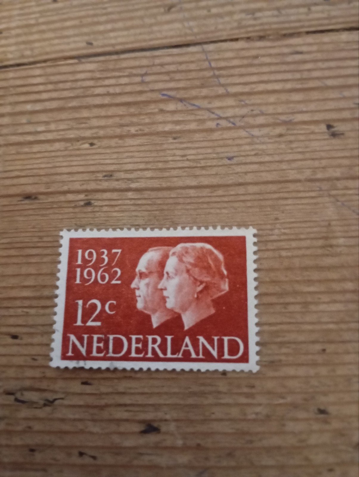 vintage Postzegel 12c NL Juliana Bernard 1937-1962, Ophalen of Verzenden, Nieuw, Overige typen