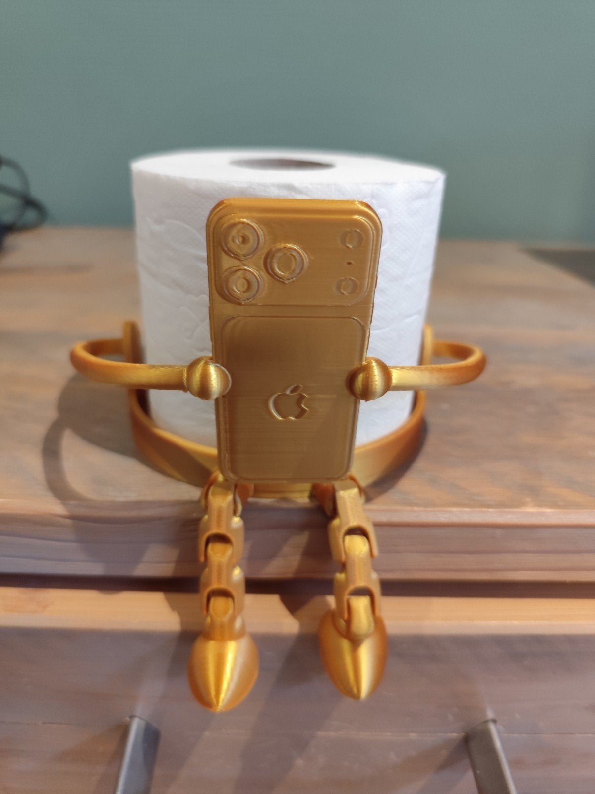 Unieke WC rolhouder - telefoon design, Ophalen of Verzenden, Nieuw, Goud, Toilet-accessoire