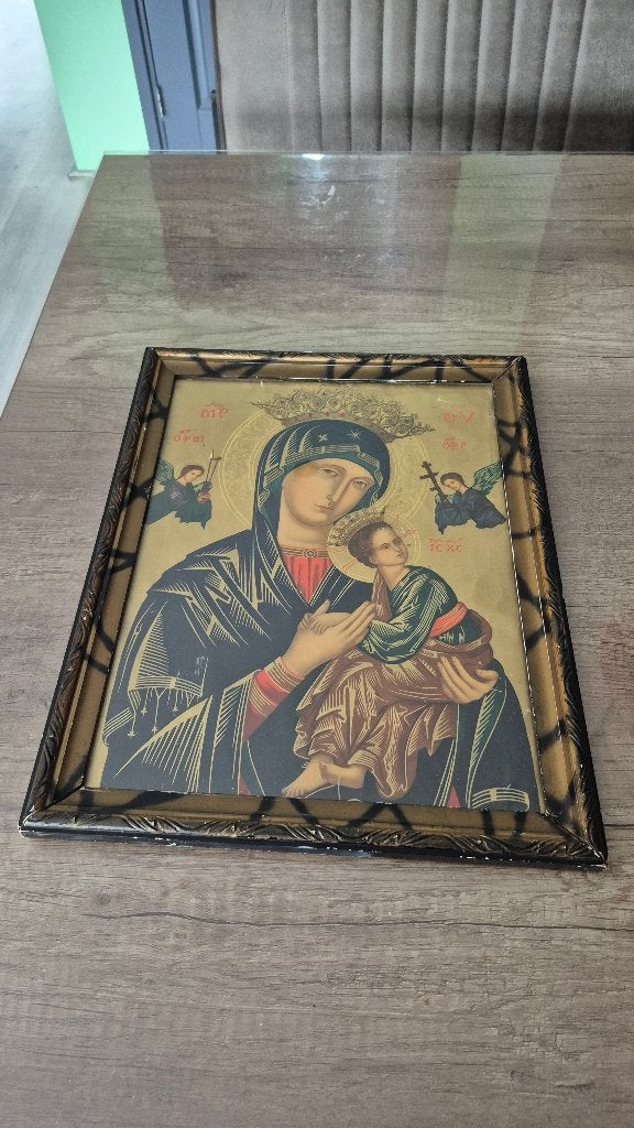 Vintage religieuze icoon in een lijst, Ophalen of Verzenden