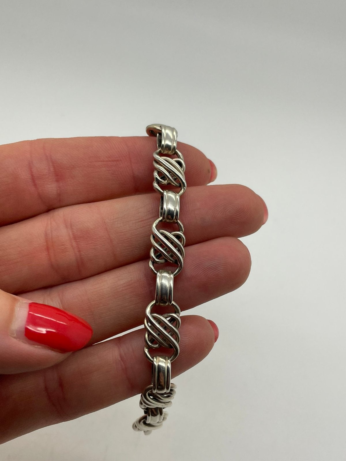 F221 Prachtige 835 zilveren schakel armband, Ophalen of Verzenden, Zilver, Armband