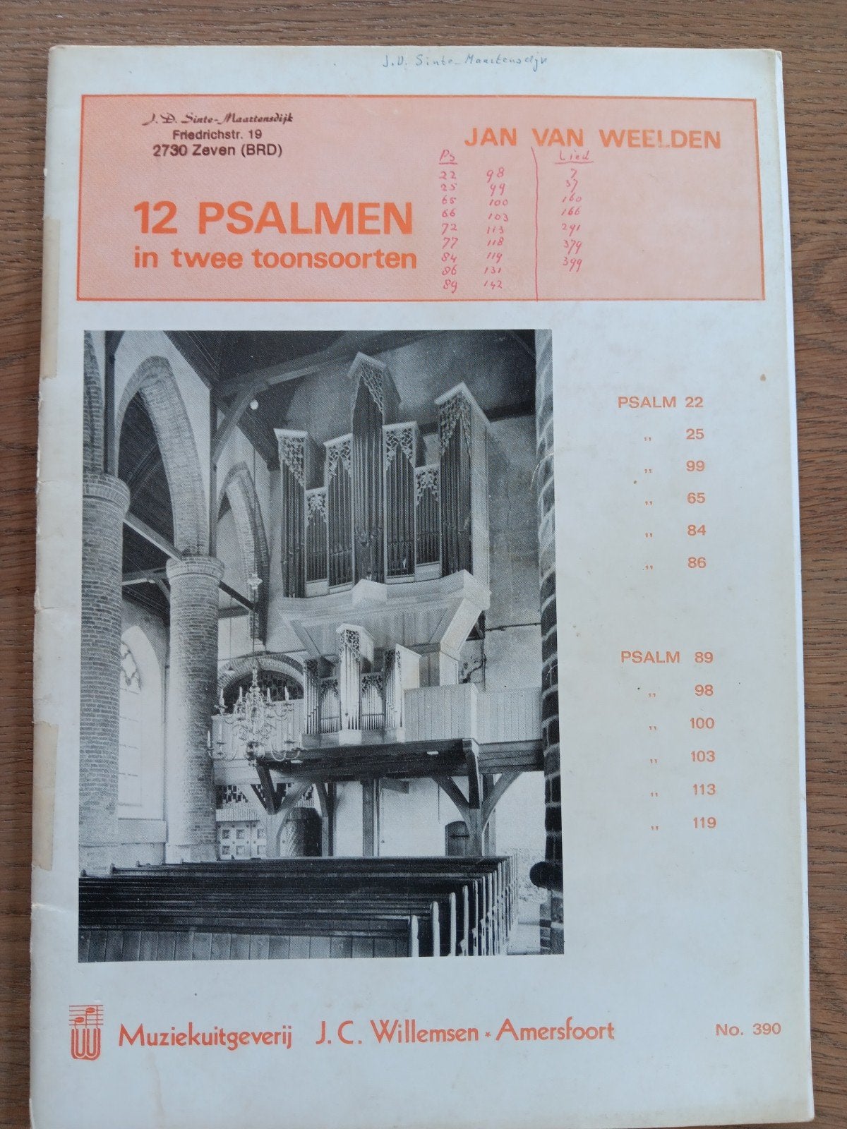 Jan van Weelden - 12 Psalmen in twee toonsoorten (orgel), Orgel, Gebruikt, Ophalen of Verzenden, Artiest of Componist