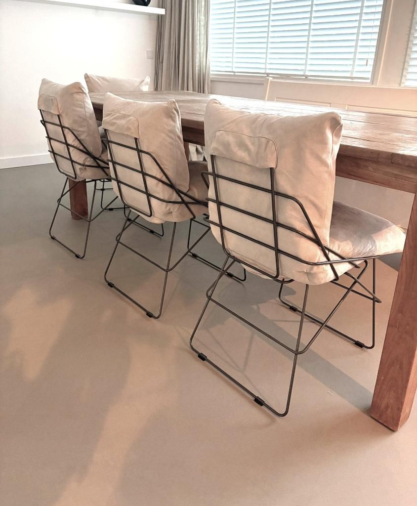 4 eetkamerstoelen - Sof Sof Chair, Huis en Inrichting, Stoelen, Zo goed als nieuw, Vier, Leer, Metaal, Overige materialen, Overige kleuren