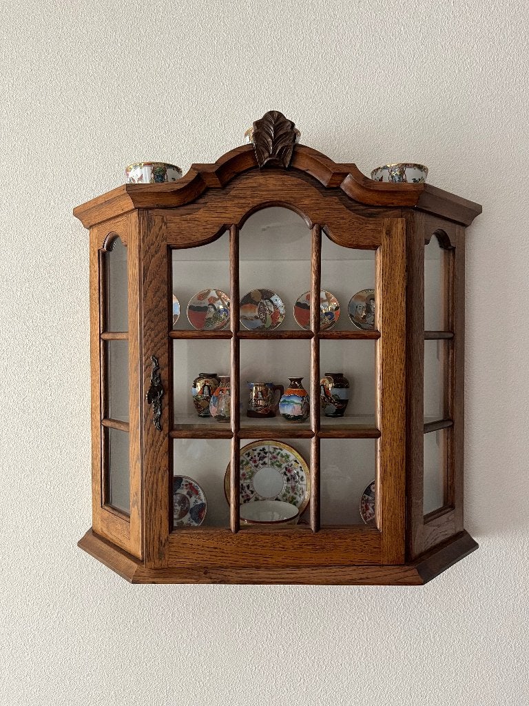 Vitrinekastje, Huis en Inrichting, Ophalen, Eikenhout, 50 tot 100 cm, Zo goed als nieuw