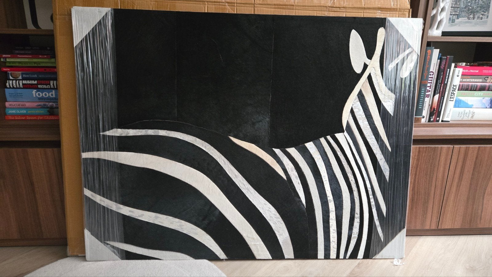 Leren schilderij J-line Zebra 90x120 - Nieuwstaat, Ophalen