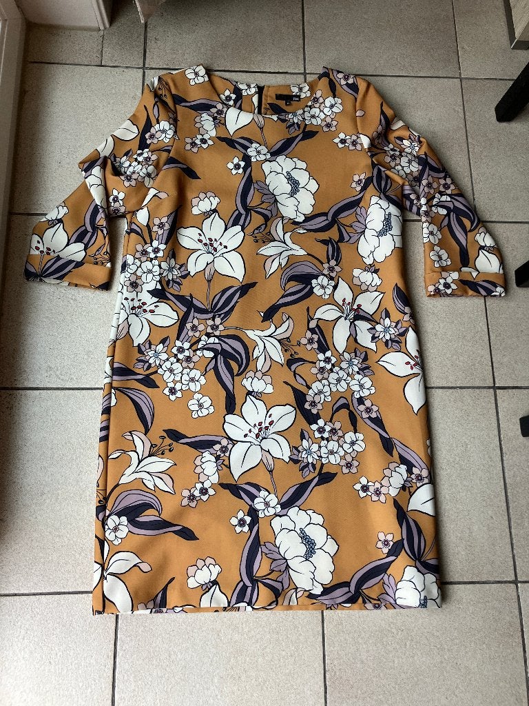 Leuke Wit gebloemde jurk - Maat 42 ( JBC ), Meerkleurig, Maat 42/44 (L), Ophalen of Verzenden, Zo goed als nieuw