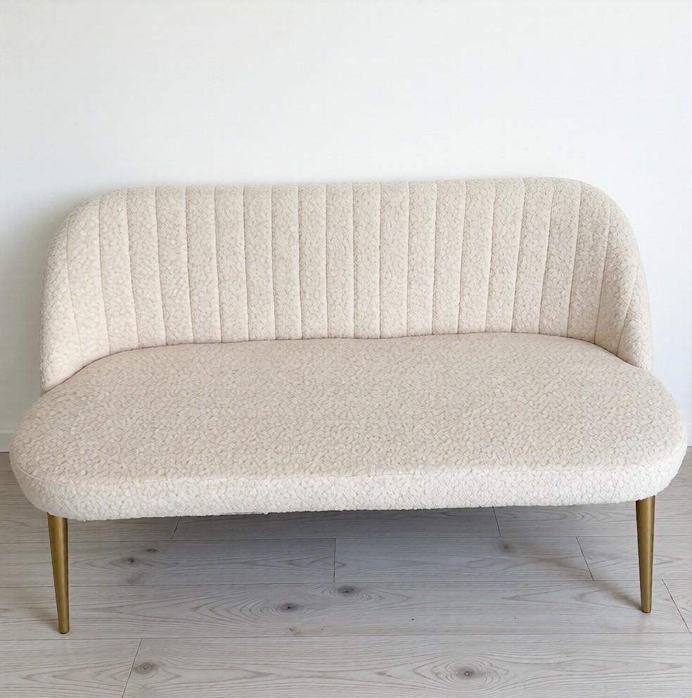Loveseat 130 cm - Zwart Velvet & Crème Bouclé te huur, Huis en Inrichting, Tweepersoons, Ophalen of Verzenden, Zo goed als nieuw
