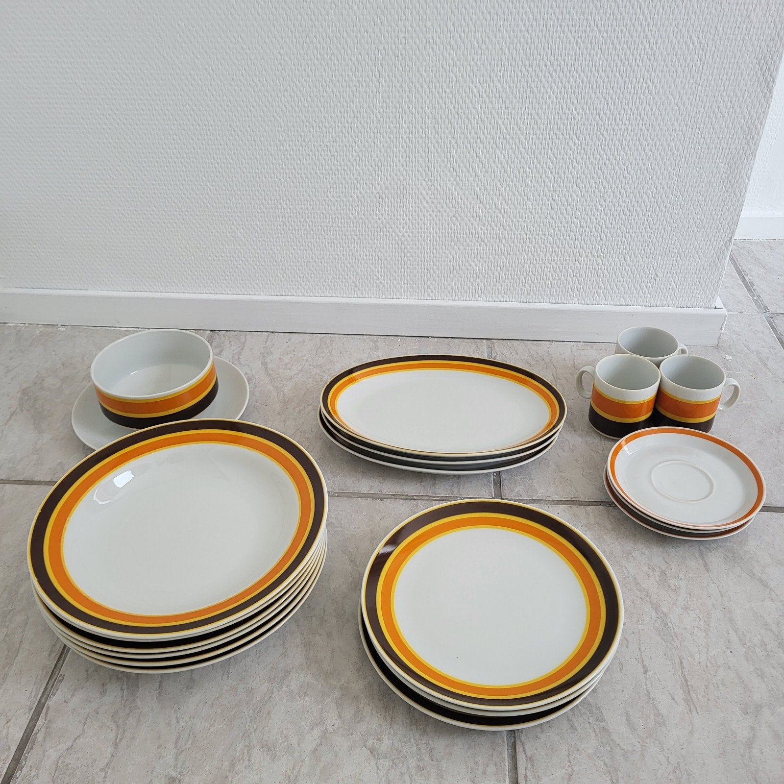 Vintage Winterling Servies - Bruin/Oranje Retro Design, Huis en Inrichting, Keuken | Servies, Gebruikt, Overige merken, Vintage
