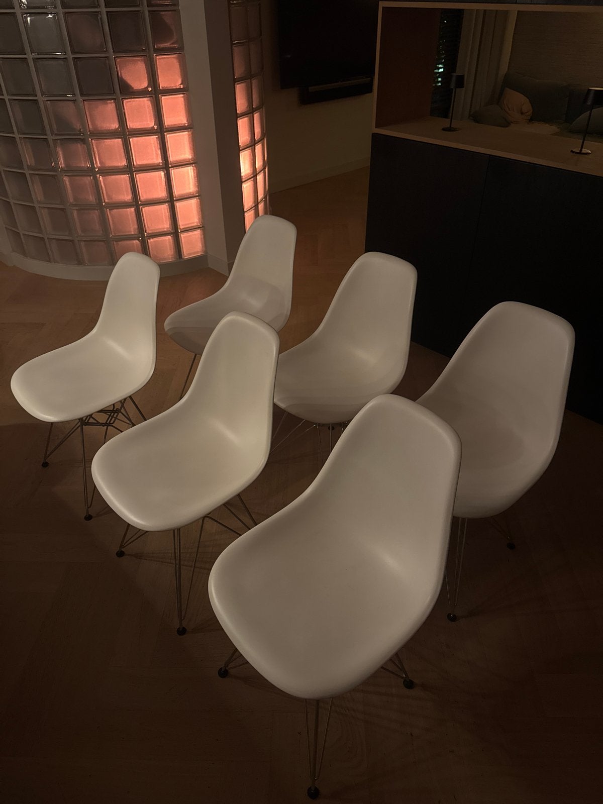 Set van 6 originele Vitra Eames Plastic Chairs, Ophalen, Kunststof, Gebruikt, Wit
