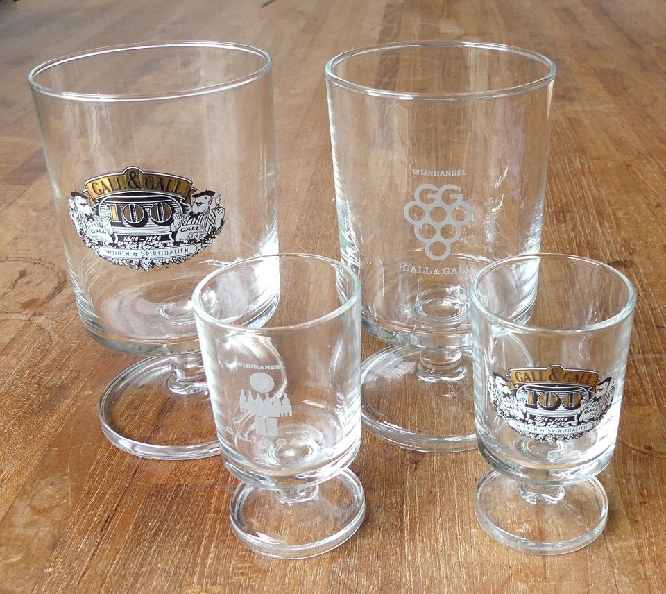 Gall & Gall glaasjes vintage wijnglazen likeurglaasjes, Glas of Glazen, Gebruikt, Ophalen of Verzenden, Glas