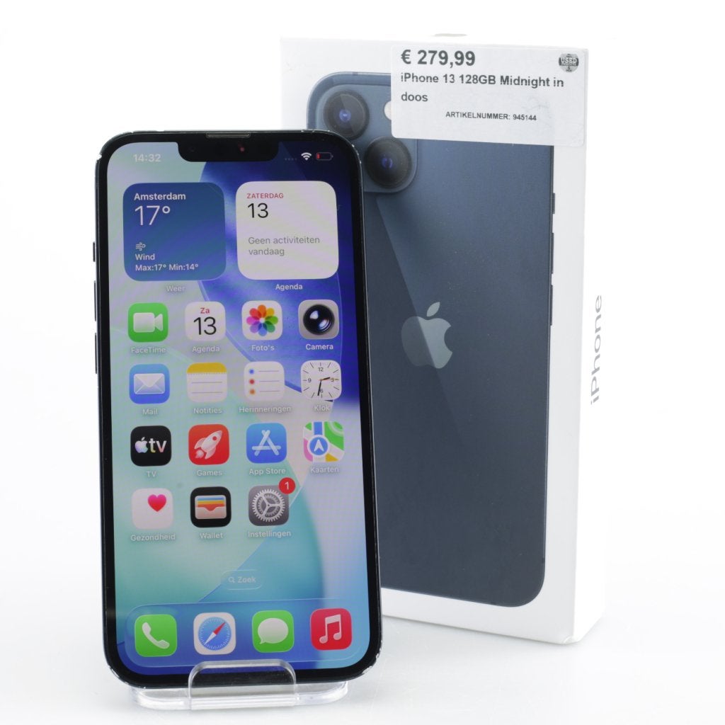 iPhone 13 128GB Midnight in doos (Batt.: 76%), Apple, Gebruikt, Support@apple.com, One Apple Park Way
Cupertino, CA 95014
United States