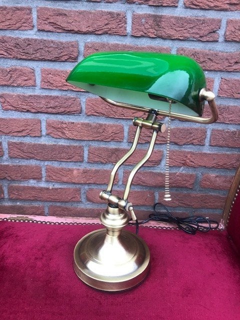 nette bankierslamp-notarislamp, tijdloos model, Goud, Met kap, Ophalen of Verzenden, Zo goed als nieuw