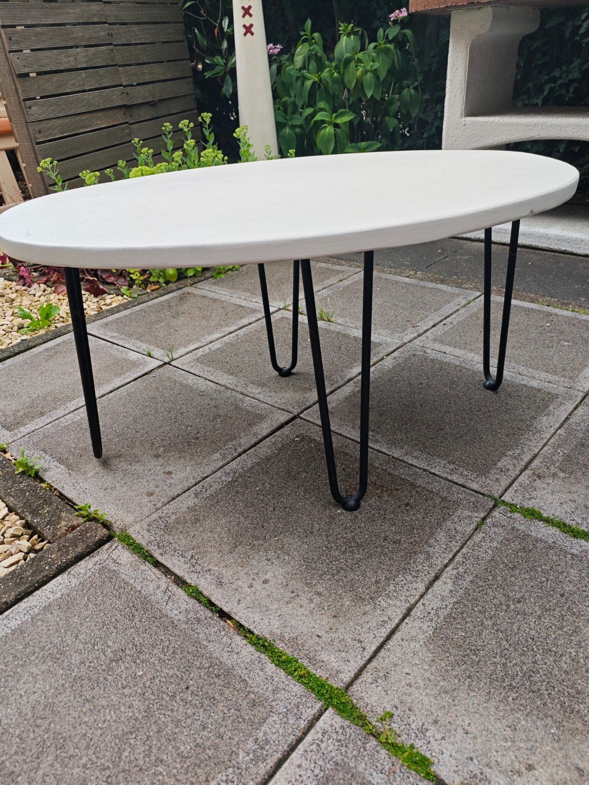 Ovale handgemaakte koffietafel, Ophalen, Gebruikt, 50 tot 100 cm, 50 tot 100 cm