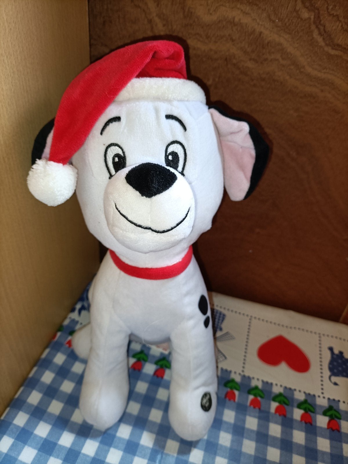 Dalmatiër kerst hond met geluidjes 29 cm, Ophalen of Verzenden, Zo goed als nieuw