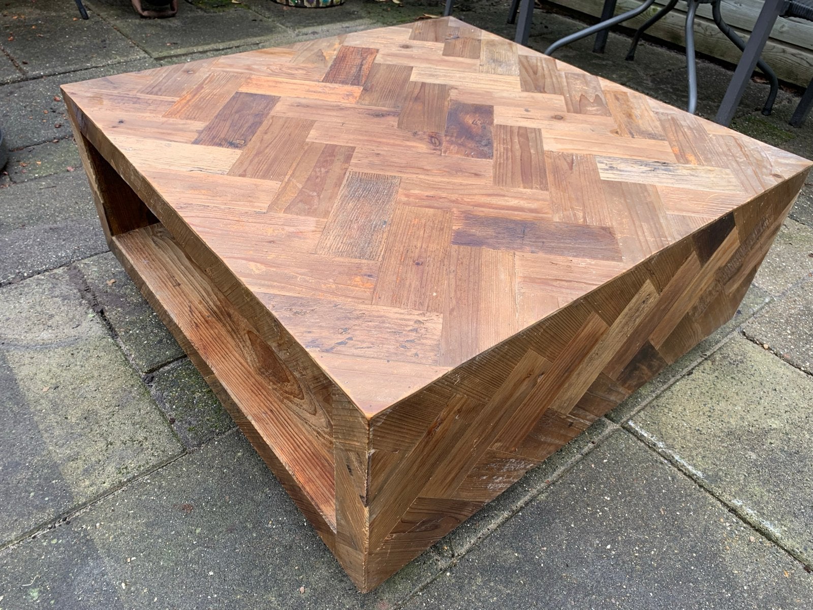 Riviera Maison salontafel visgraatmotief, Huis en Inrichting, Ophalen, Vierkant, 50 tot 100 cm, Zo goed als nieuw