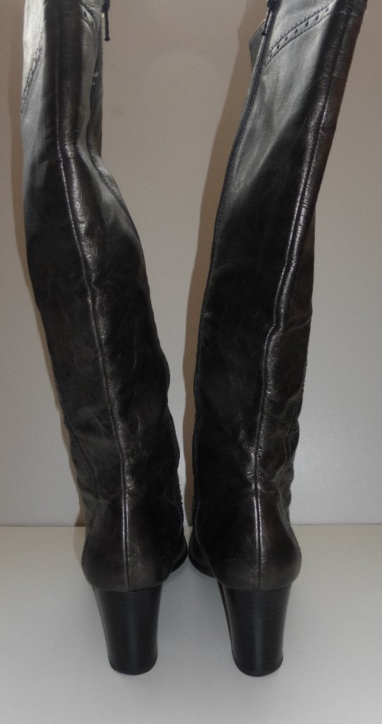 Peter Kaiser zilver grijze laarzen leer hak 6,5cm 39.5 47717, Kleding | Dames, Schoenen, Peter Kaiser, Hoge laarzen, ., Ophalen of Verzenden