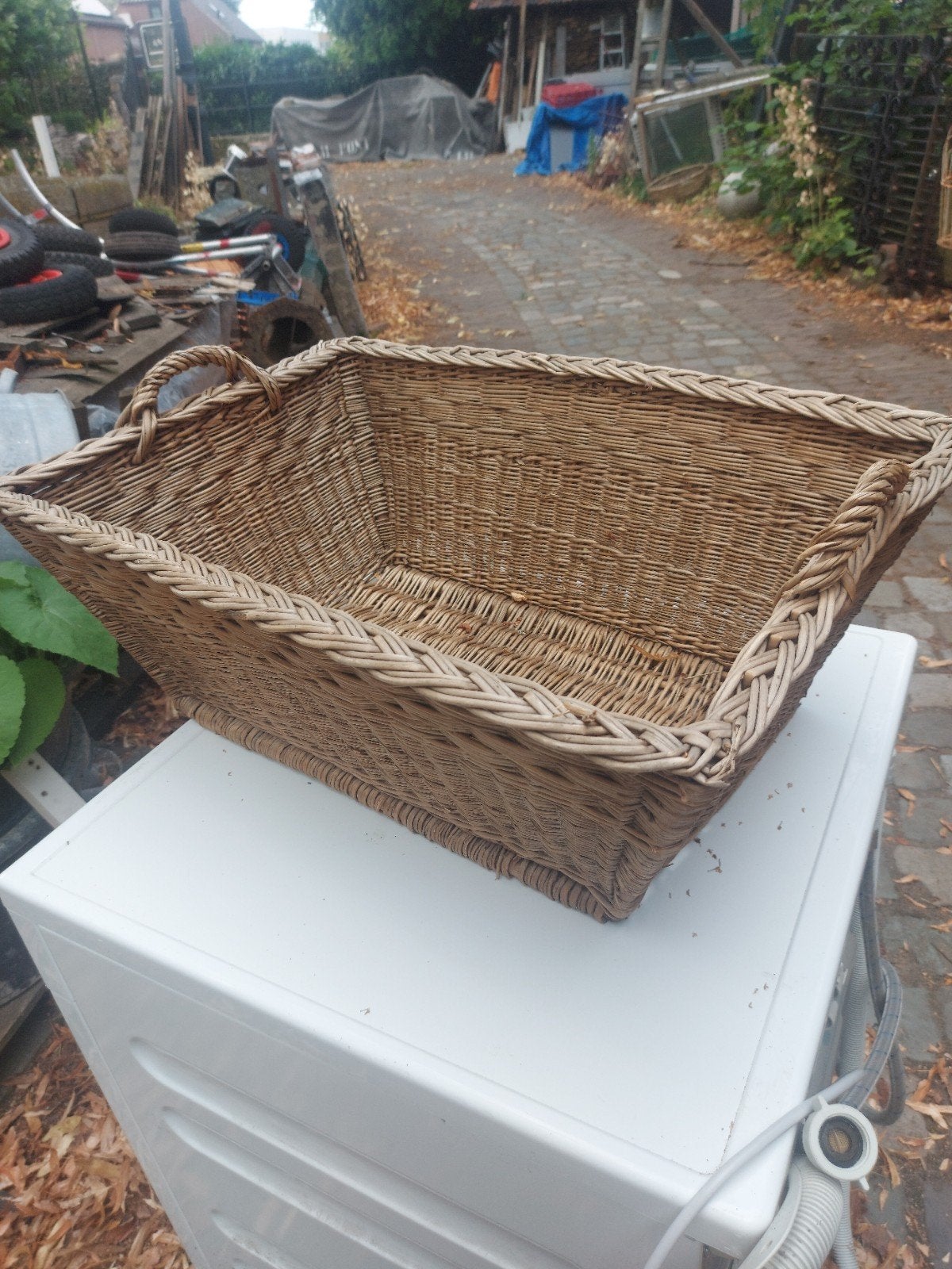 bakkersmand antiek ca 82 x 61x 35 cm gevlochten mand vintage, Antiek en Kunst, Ophalen of Verzenden
