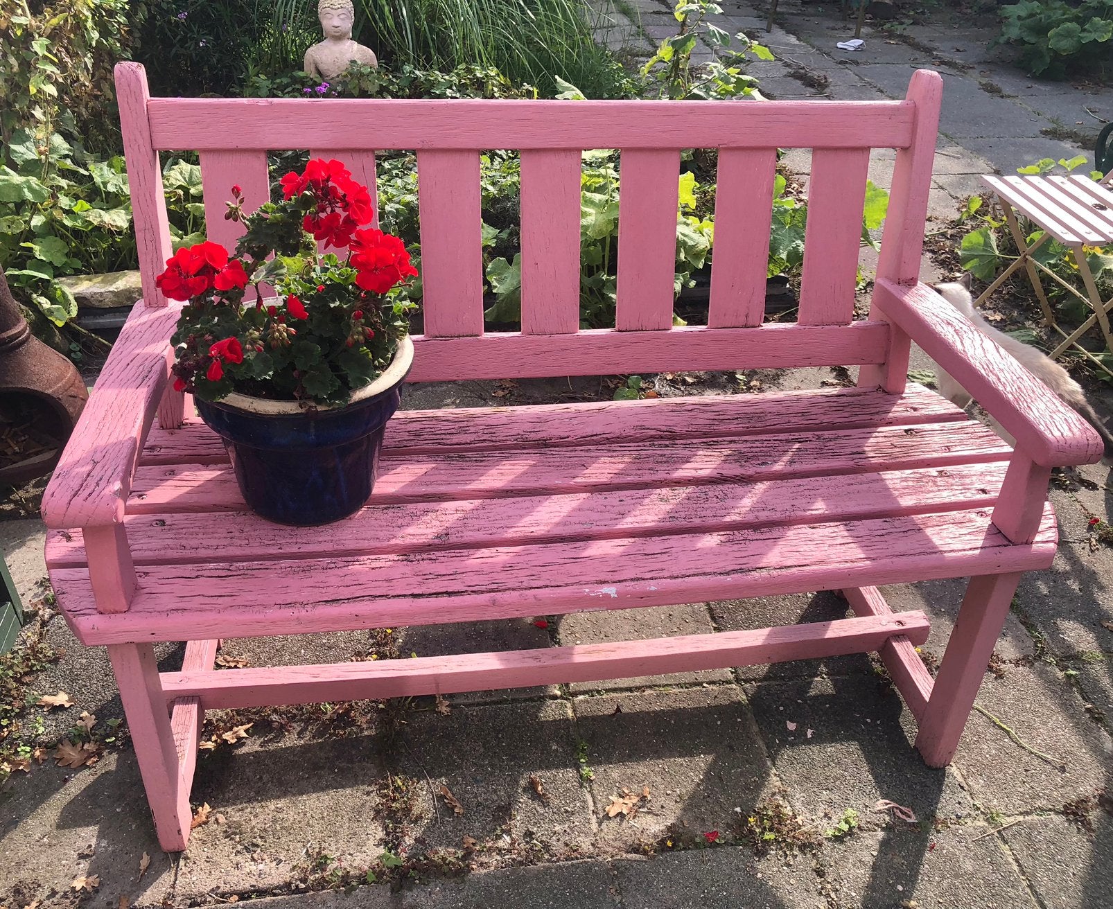 Hardhouten tuinbank, bank, hout, Tuin en Terras, Ophalen, Gebruikt, Hout
