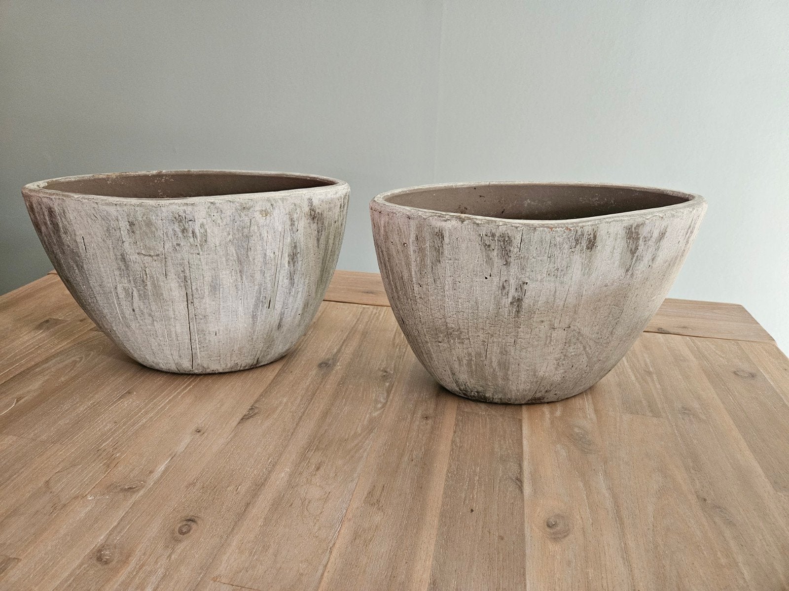 2 grijze binnen bloempotten - 30x15x20 cm, Ophalen