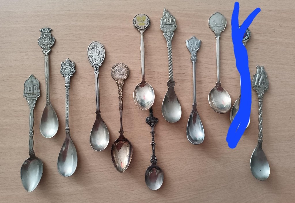 11 theelepels met logo, Antiek en Kunst, Ophalen of Verzenden