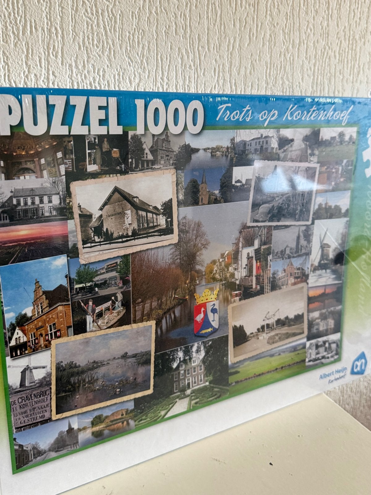 Puzzel 1000 stukjes 'Trots op Kortenhoef' AH editie, Ophalen of Verzenden, 500 t/m 1500 stukjes, Nieuw, Legpuzzel